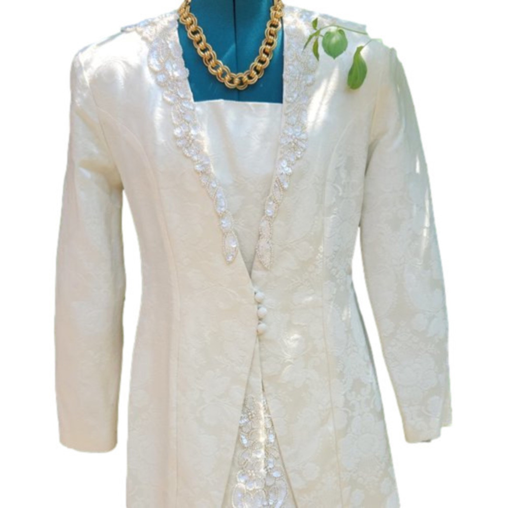 360. Scott McClintock Vintage Ivory Beaded Brocade Suit |Vintage 10
